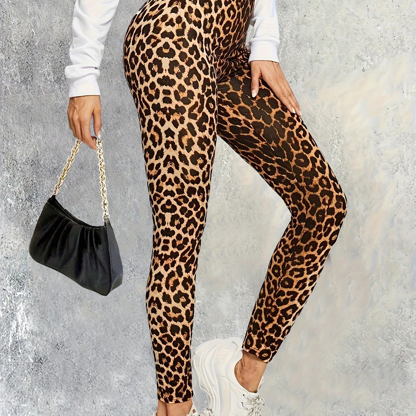 Leggings Damen mit Leopardenmuster, Bequemer Stretchstoff, Vielseitig Einsetzbar für Freizeit und Training-2