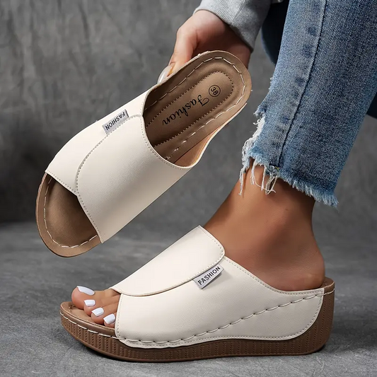 Women’s Open Toe Wedge Slides Easy Slip-On Summer Sandals
