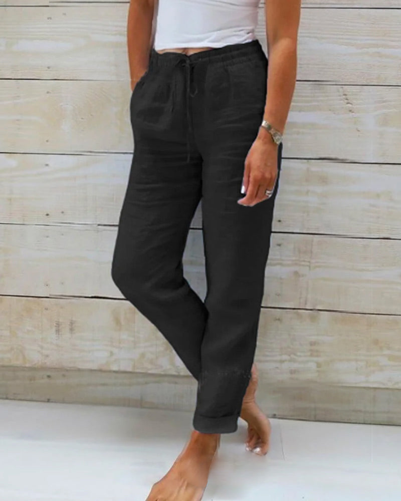 Bequeme Freizeithosen Damen Mit Elastischem Bund, Maßgeschneiderte Casualhose Für Den Ganzen Tag-5