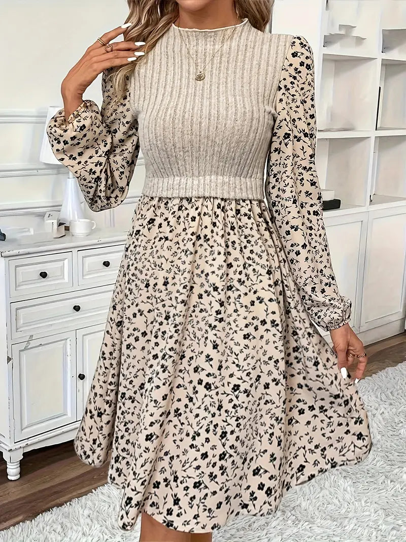 Variant image for Elegantes Blumendruckkleid Mit Langen Ärmeln Für Damen – Festliche Kleider Für Sommerliche Anlässe-1