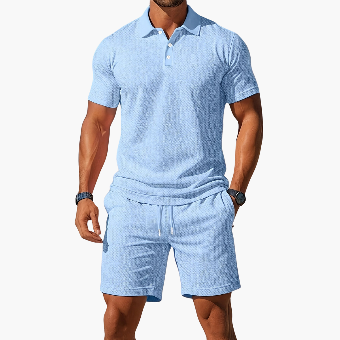 Men’s Polo & Shorts Set Smart-Casual Matching Summer Outfit