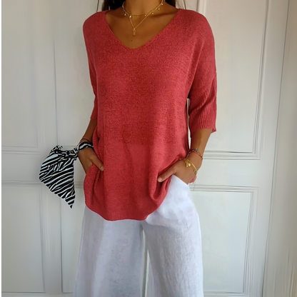 Women’s V-Neck Relaxed Fit Top Casual Chic Everyday Style