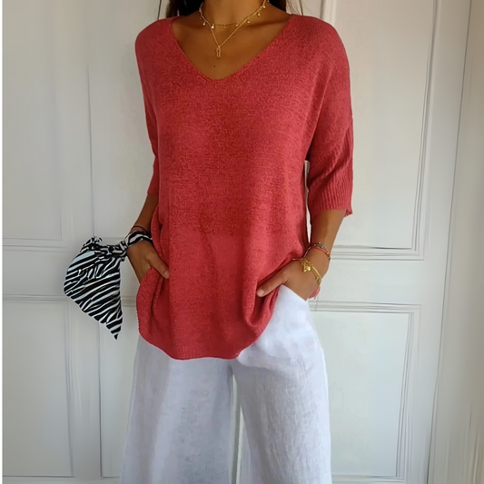 Women’s V-Neck Relaxed Fit Top Casual Chic Everyday Style