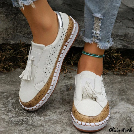 Mokassins Damen, Bequeme Slip-On-Schuhe mit Niedrigem Absatz, Elegante Mokassins für Jeden Anlass-1