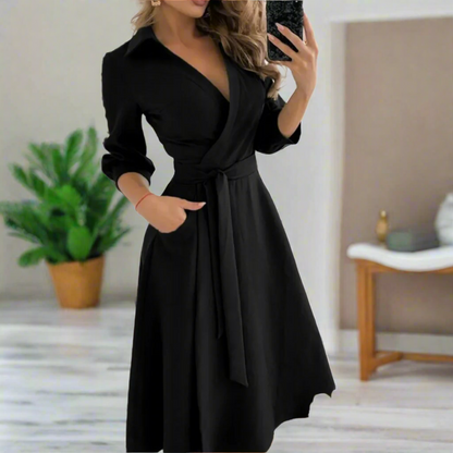 Elegantes Midi-Kleid Damen Mit Tiefem V-Ausschnitt, Schmeichelnder Passform Für Festliche Anlässe
