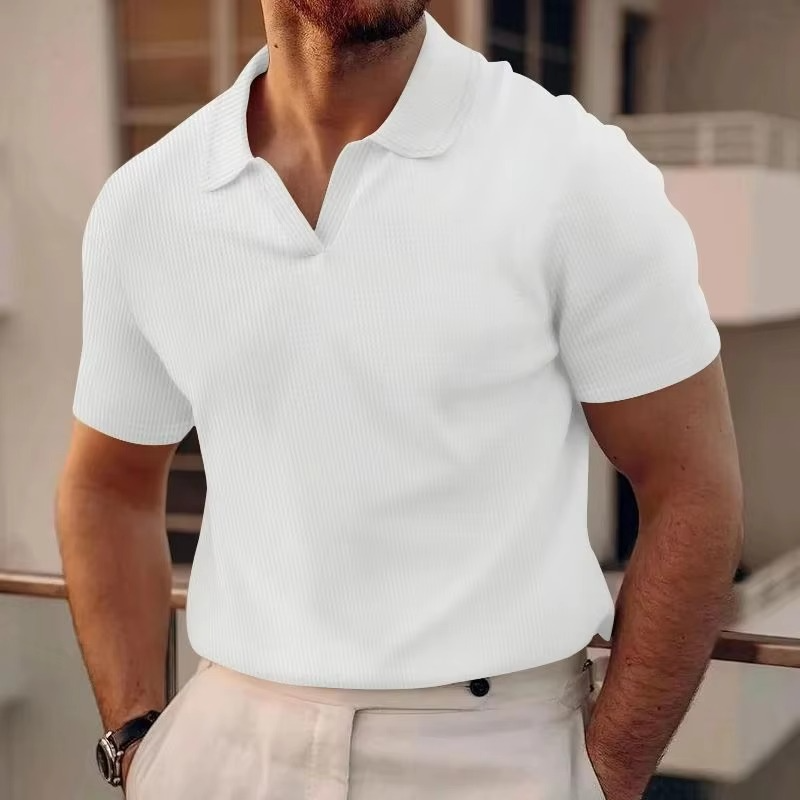 Lässiges Kurzarm Polohemd Herren Mit V-Ausschnitt – Stilvolles Design Für Den Alltag-2