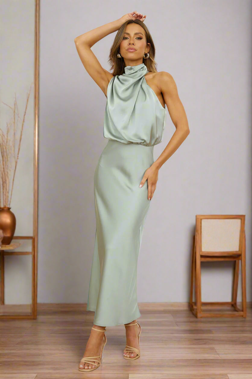 Asymmetrisches MIDI-Damenkleid – Elegantes Festliches Kleid für Hochzeitsgast und Besondere Anlässe, Bequeme Passform