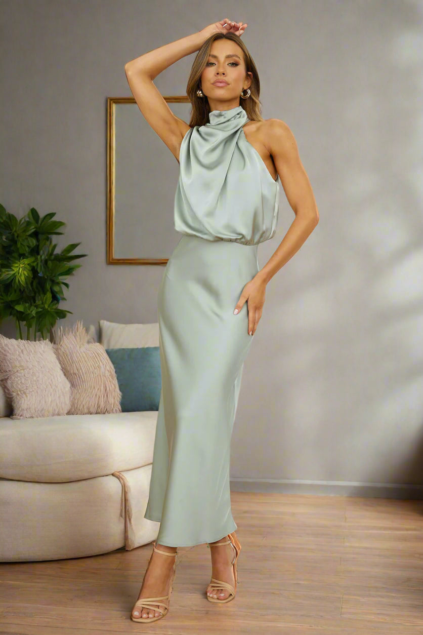 Asymmetrisches MIDI-Damenkleid – Elegantes Festliches Kleid für Hochzeitsgast und Besondere Anlässe, Bequeme Passform