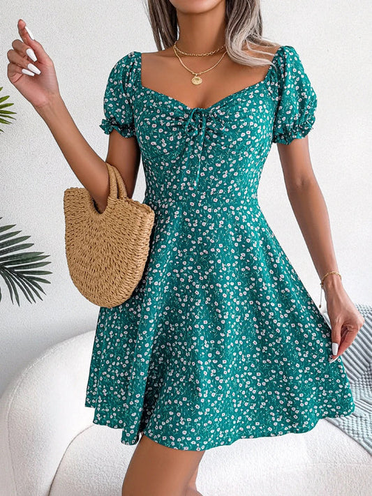 Kurzärmeliges Damenkleid, Leichtes Casual Kleid für Sommer, Vielseitiges Festliches Kleid