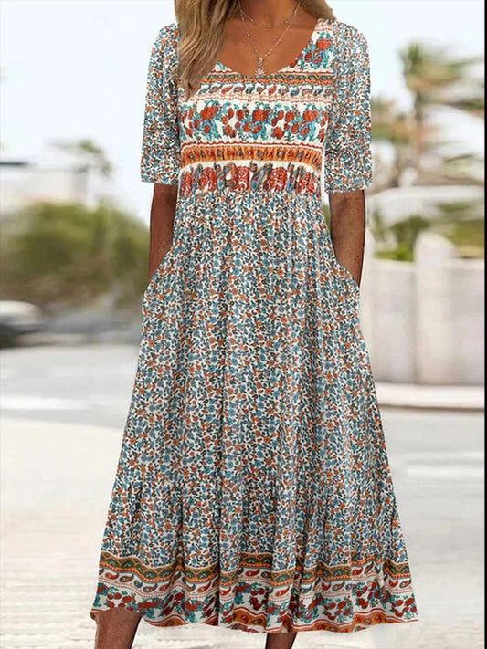 Maxikleid Sommer Damen Mit Gemischtem Farbmuster – Lässige Lange Kleider Für Ganztägigen Komfort