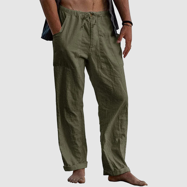 Leinenhose Damen Mit Verstellbarem Taillenkordelzug, Entspannte Sommerhose, Atmungsaktiv und Pflegeleicht-3