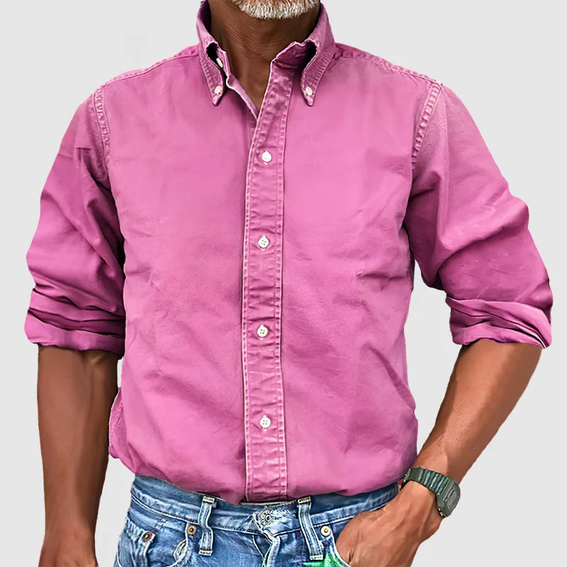 Variant image for Vintage Herren Langarmhemd Mit Verblasstem Look – Weiche Baumwollmischung, Causal & Halbformal, Ideal Für Jeden Anlass-44