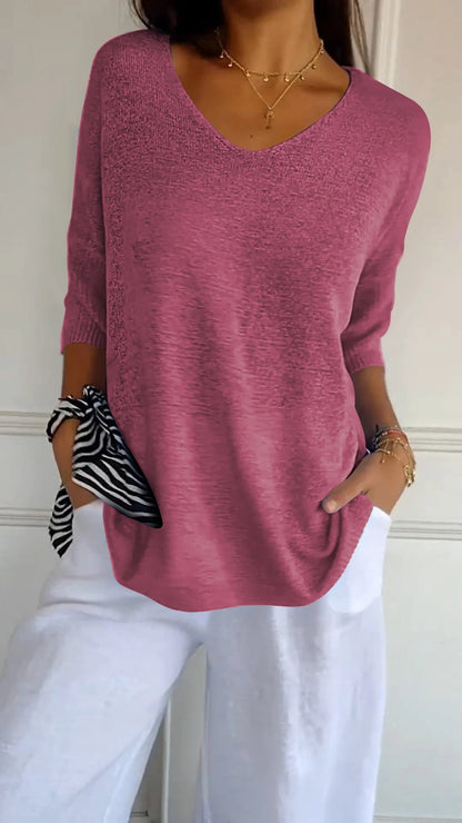 Women’s V-Neck Relaxed Fit Top Casual Chic Everyday Style
