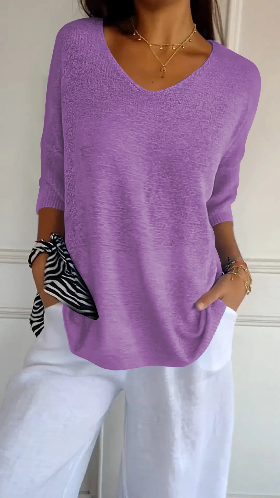 Women’s V-Neck Relaxed Fit Top Casual Chic Everyday Style