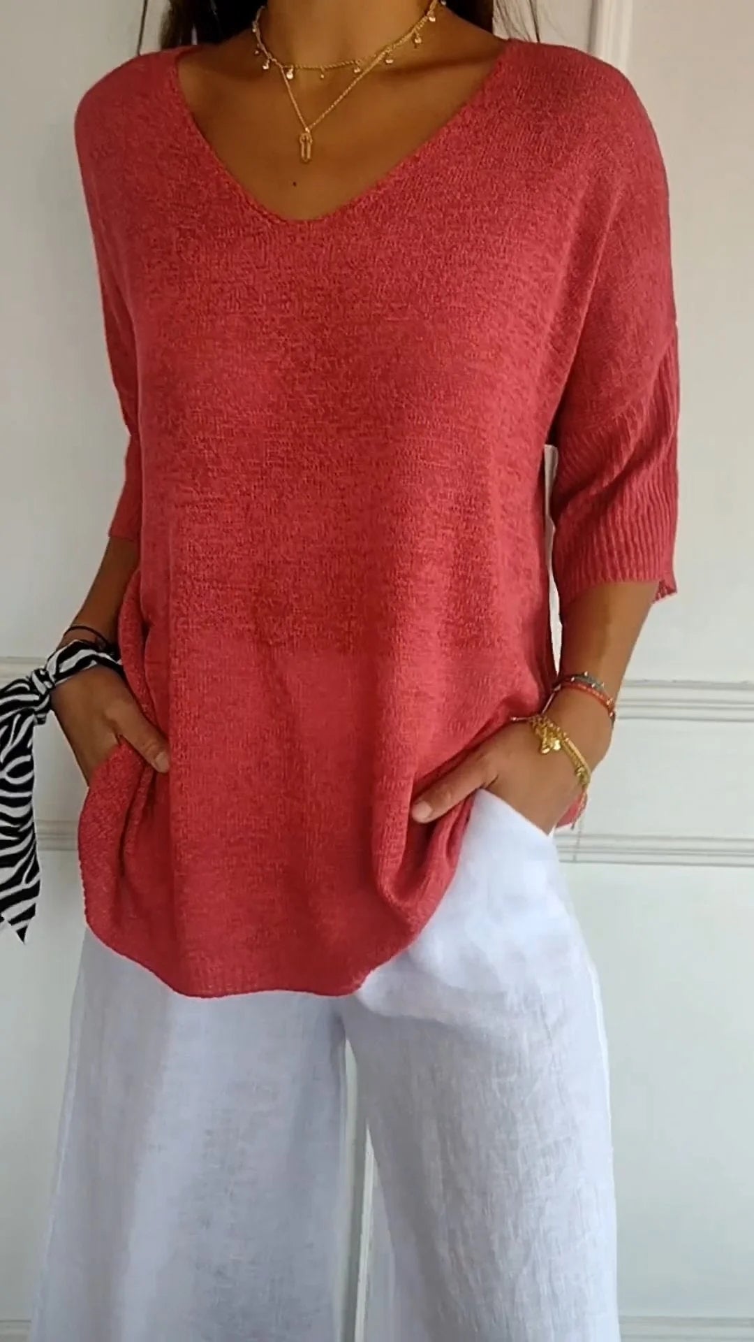 Women’s V-Neck Relaxed Fit Top Casual Chic Everyday Style