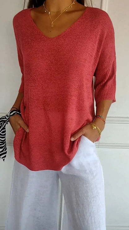 Women’s V-Neck Relaxed Fit Top Casual Chic Everyday Style