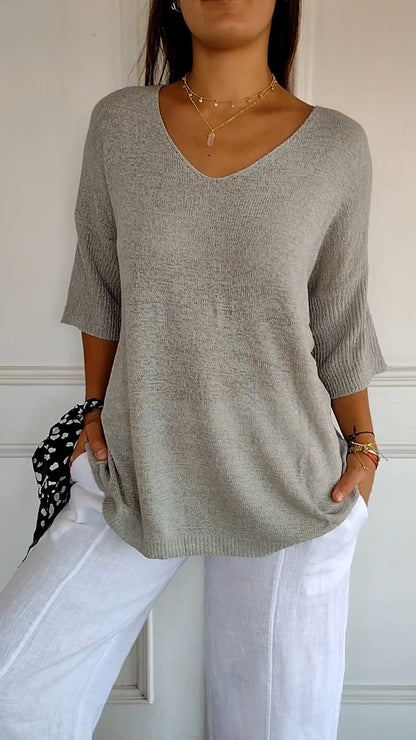 Women’s V-Neck Relaxed Fit Top Casual Chic Everyday Style