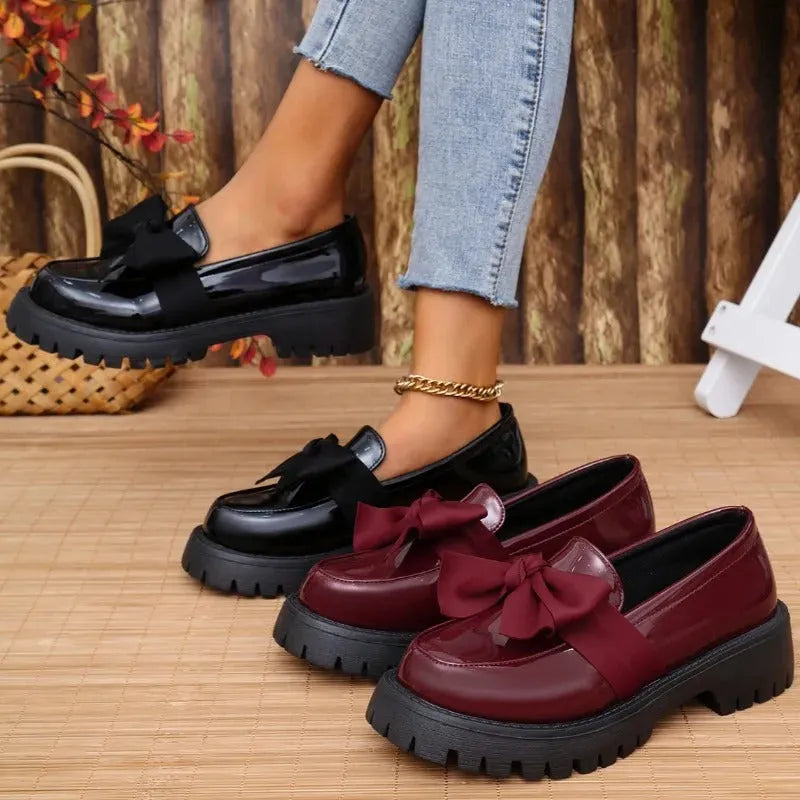 Dicke, Lackierte Ledermokassins Damen mit Robuster Sohle – Elegante Schuhe Damen Mokassin für Komfort und Stil-6