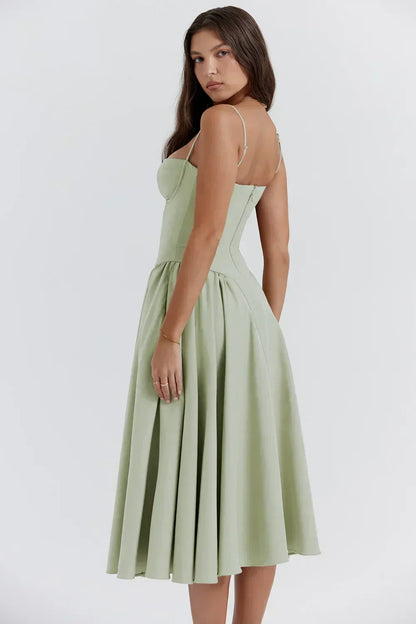 Ärmelloses Korsett Midi-Kleid - Elegantes Midikleid Festlich aus Premium-Stoff für formelle Anlässe