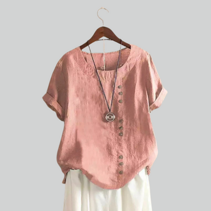 Vintage Knopf T-Shirt Casual Oversize T-Shirt für Damen – Lässige Sommermode-5