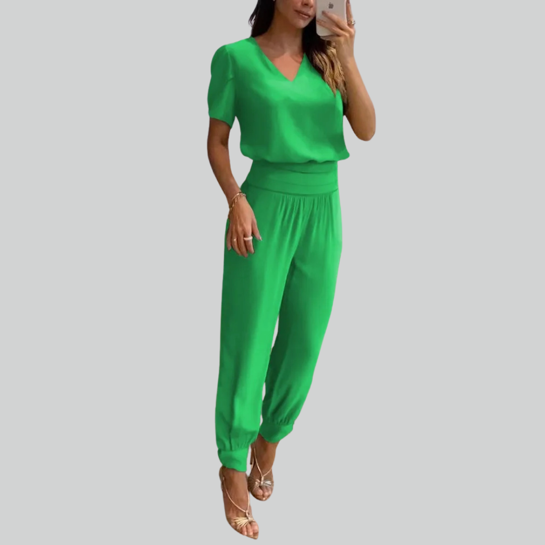Variant image for Damen Outfit: Pullover-Shirt und Hosen Set mit Sommer Blumendruck - Komplette Outfits Damen-43