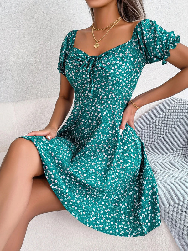 Kurzärmeliges Damenkleid, Leichtes Casual Kleid für Sommer, Vielseitiges Festliches Kleid