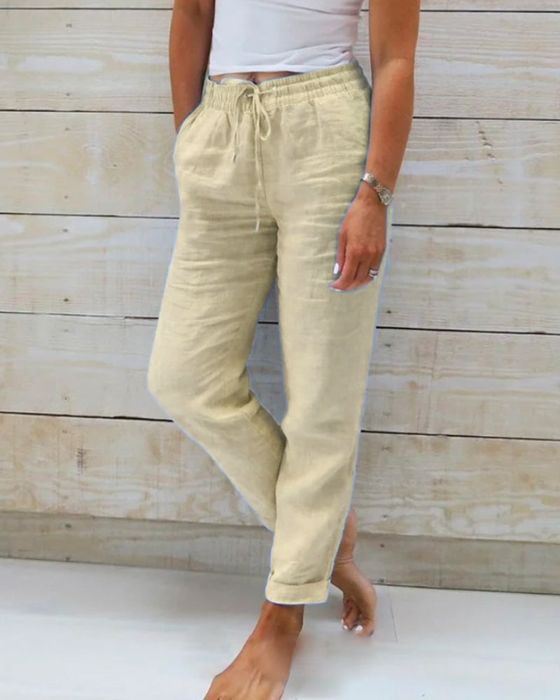 Bequeme Freizeithosen Damen Mit Elastischem Bund, Maßgeschneiderte Casualhose Für Den Ganzen Tag-1