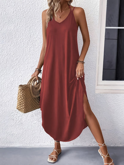 Variant image for Leichtes Sommer-Cami-Kleid für Damen, Lockere Passform, Atmungsaktiver V-Ausschnitt, Ideal für Urlaub und Freizeit-6