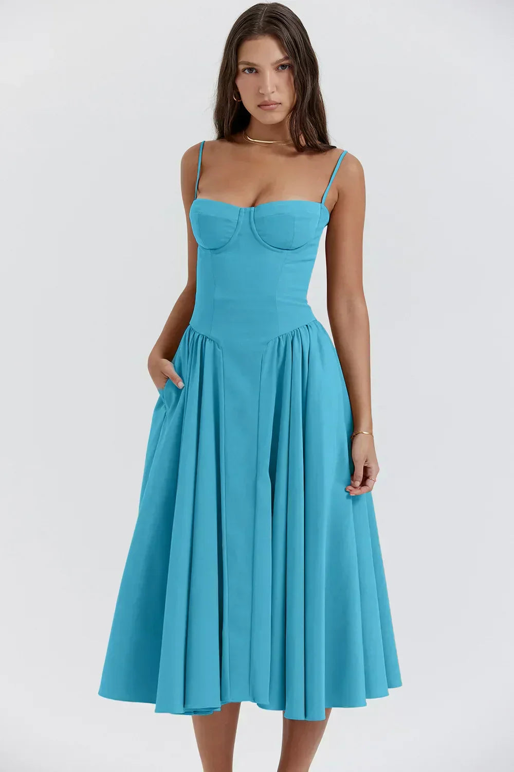 Variant image for Ärmelloses Korsett Midi-Kleid - Elegantes Midikleid Festlich aus Premium-Stoff für formelle Anlässe-41