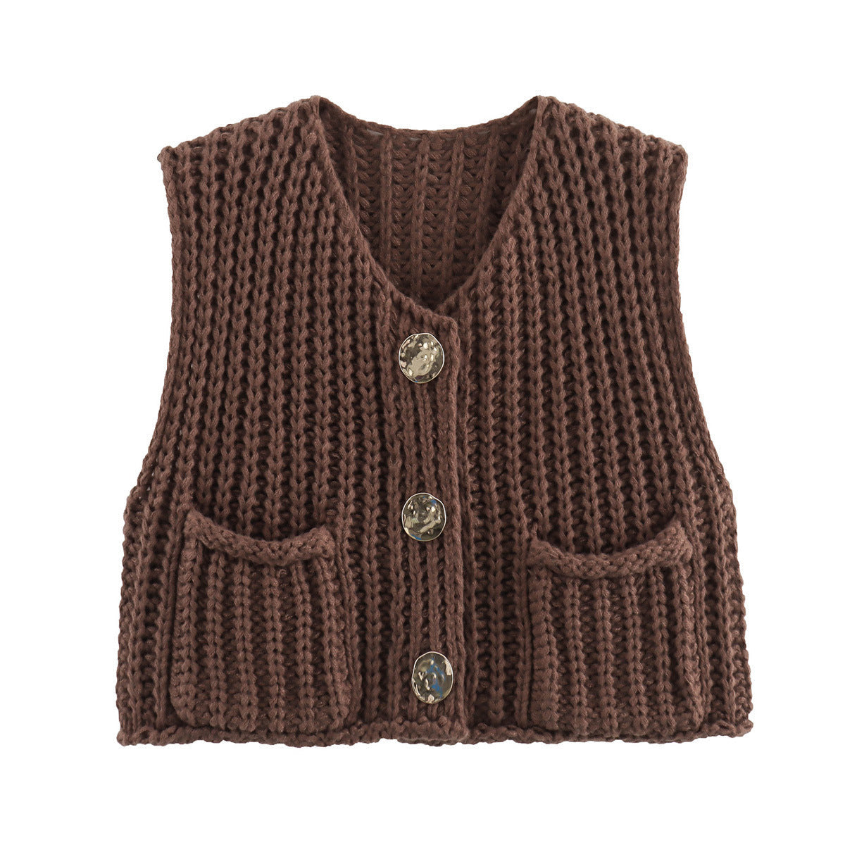 Ärmellose Strickweste Damen mit Taschen, Bequeme Passform für Jeden Anlass, Lange Weste für Vielseitigen Stil