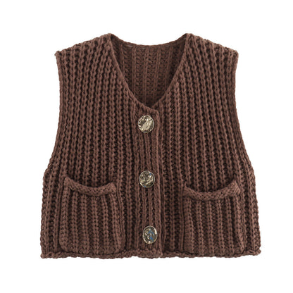 Ärmellose Strickweste Damen mit Taschen, Bequeme Passform für Jeden Anlass, Lange Weste für Vielseitigen Stil