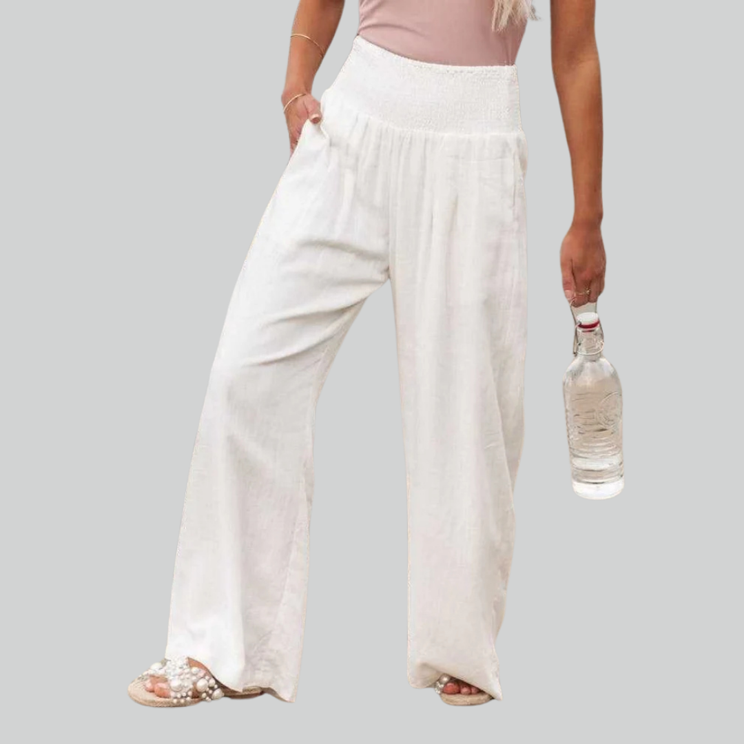 Elegante Retro-Baggy-Hosen Damen - Hohe Taille Vintage Leinen Stoffhose-2