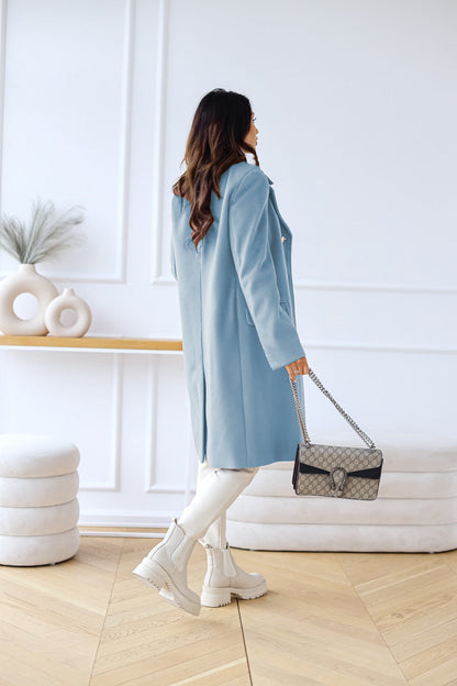 Women’s Classic Long Coat Gold Button Double-Breasted Style