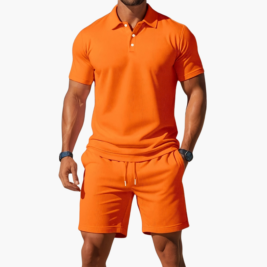 Men’s Polo & Shorts Set Smart-Casual Matching Summer Outfit