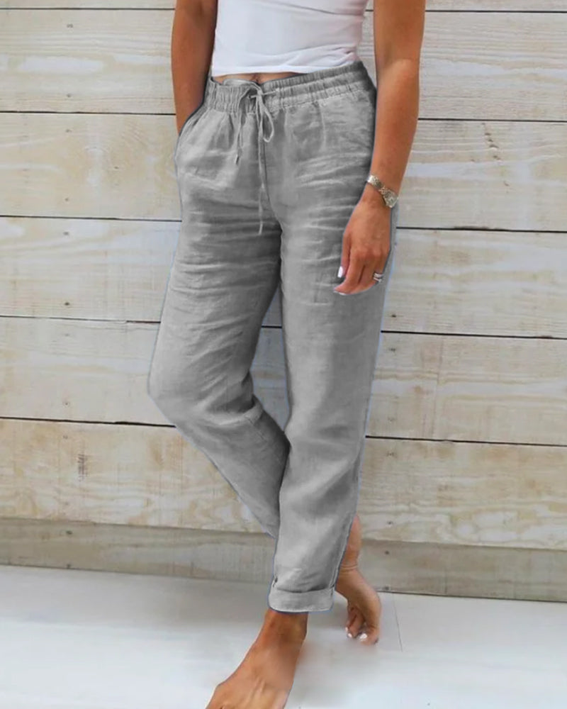 Variant image for Bequeme Freizeithosen Damen Mit Elastischem Bund, Maßgeschneiderte Casualhose Für Den Ganzen Tag-7