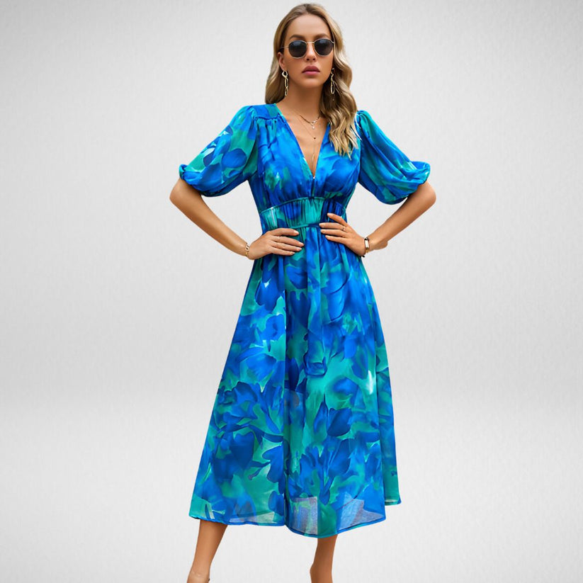 Variant image for Elegantes Bedrucktes Midi Kleid – Vielseitiges Sommerkleid Midi Für Arbeit Und Feste-9