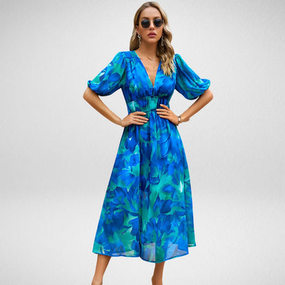 Variant image for Elegantes Bedrucktes Midi Kleid – Vielseitiges Sommerkleid Midi Für Arbeit Und Feste-9
