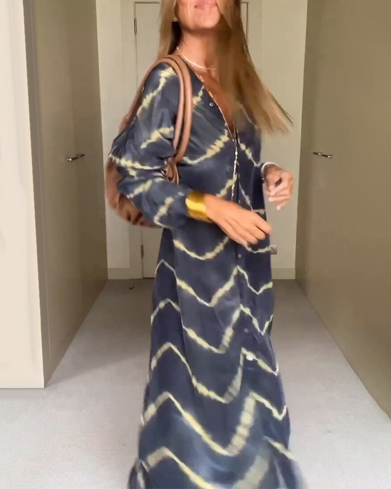 Leichtes V-Ausschnitt Damenkleid, Atmungsaktives Sommerkleid mit Entspannter Passform für Bequeme Outfits