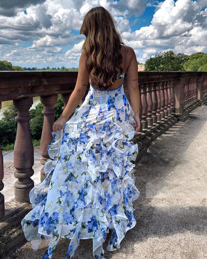 Gekräuseltes Blumenkleid für Damen, Entspannte Passform, Ideal für Hochzeitsgäste und Festliche Anlässe