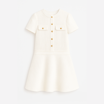 Damen Kurzes Elegantes Mode Sommerkleid - Chic O-Ausschnitt Mini Kleid für Jugendpartys