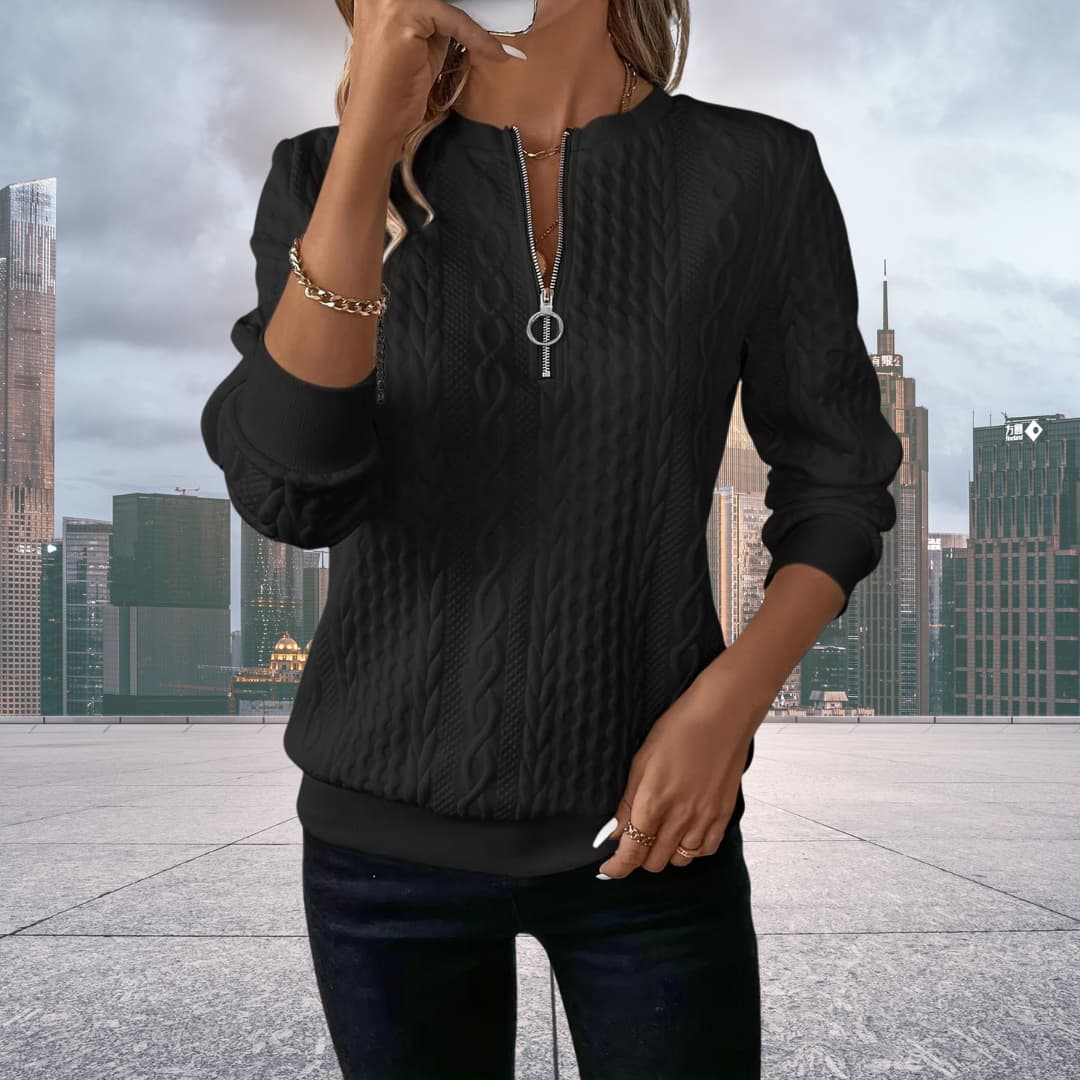 Stilvoller Frauenpullover Mit Schmeichelhafter Passform Und Modernem Reißverschlussdetail 5
