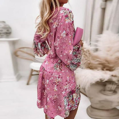 Elegantes Boho-Damenkleid, Locker Sitzend, Knielang, Ideal für Freizeit und Festliche Anlässe, Atmungsaktiver Stoff