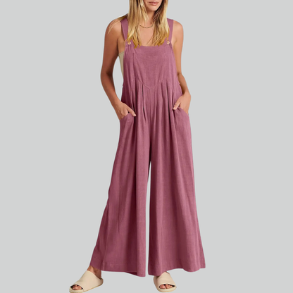 Variant image for Plus-Size Vintage Baumwollwäsche Weitbein Overall Mit Taschen Für Damen-73