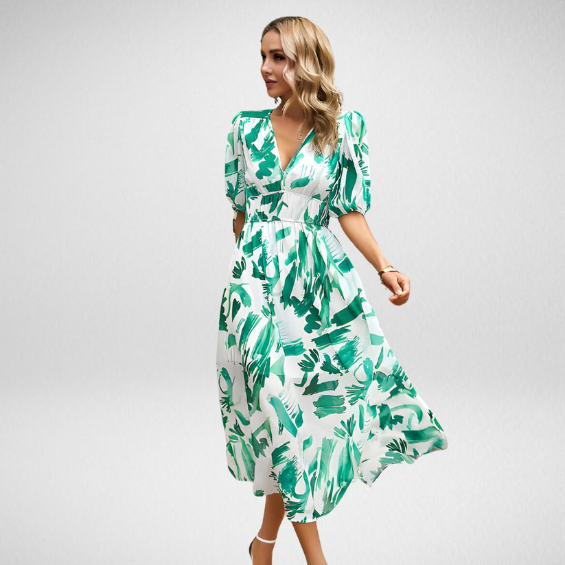 Elegantes Bedrucktes Midi Kleid – Vielseitiges Sommerkleid Midi Für Arbeit Und Feste