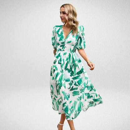 Elegantes Bedrucktes Midi Kleid – Vielseitiges Sommerkleid Midi Für Arbeit Und Feste
