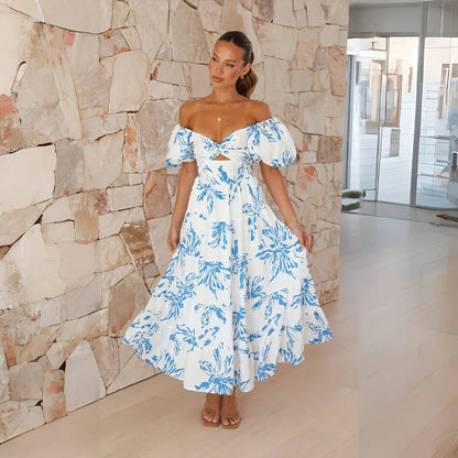 Variant image for Elegantes Langes Florales Damenkleid Mit Stilvollen Ärmeln - Ideal Für Hochzeitsgast, Sommerfeiern Und Festliche Kleider-13