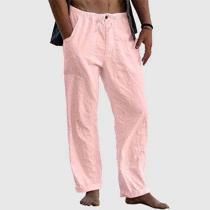 Leinenhose Damen Mit Verstellbarem Taillenkordelzug, Entspannte Sommerhose, Atmungsaktiv und Pflegeleicht-1