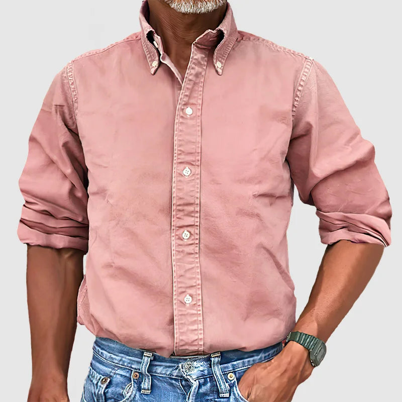 Variant image for Vintage Herren Langarmhemd Mit Verblasstem Look – Weiche Baumwollmischung, Causal & Halbformal, Ideal Für Jeden Anlass-17