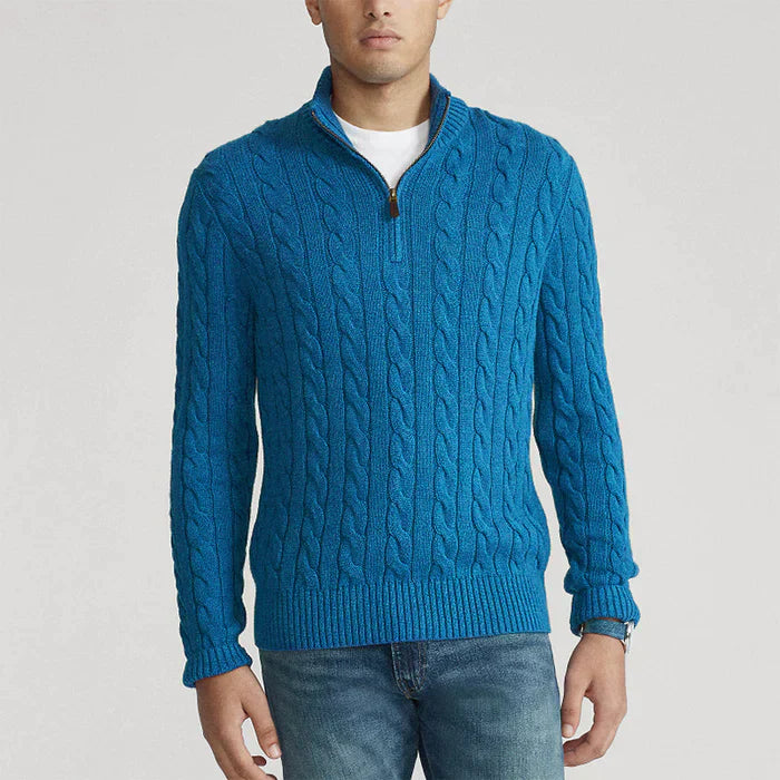 Men’s Textured Half-Zip Jumper Classic Warm Layer for Smart & Casual Looks