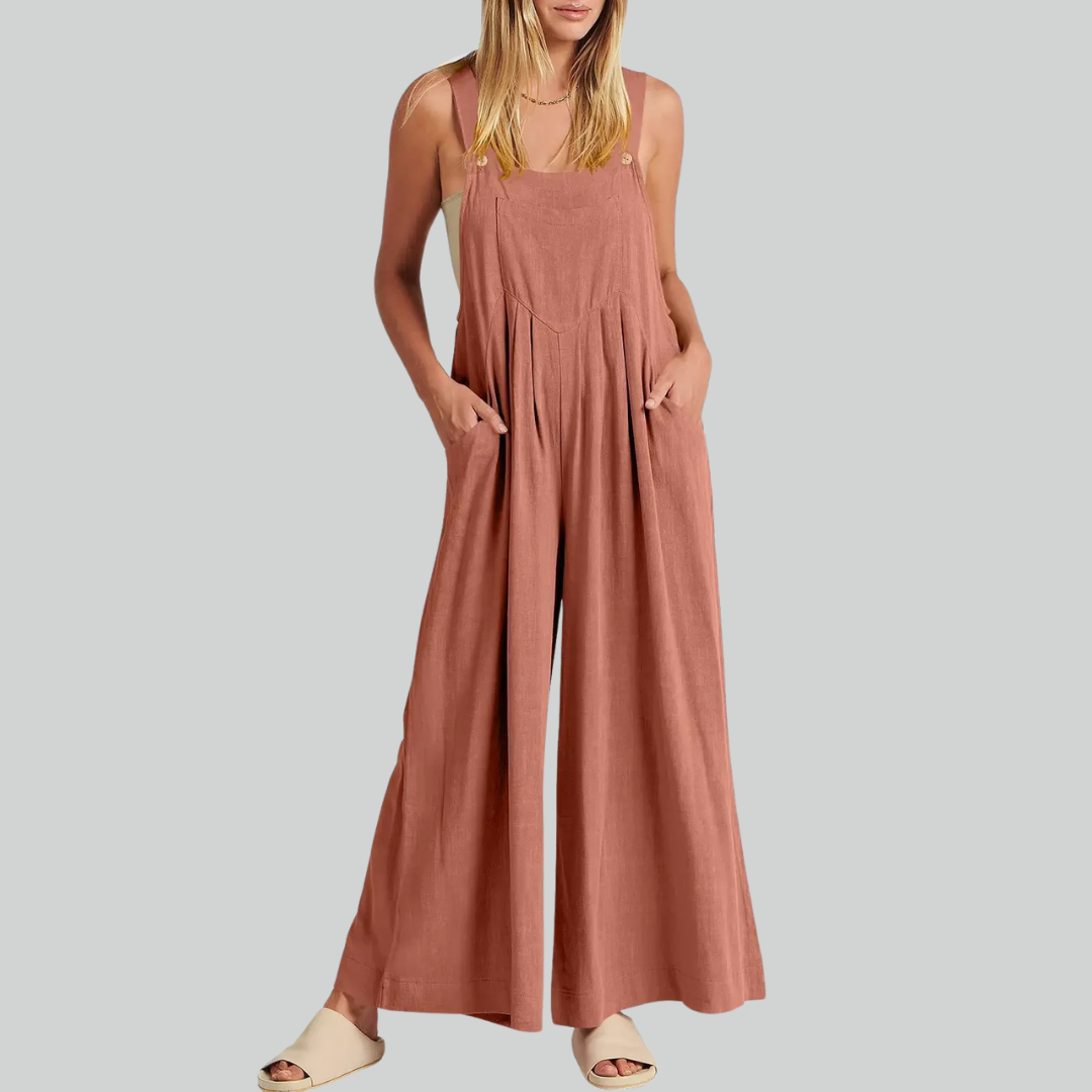Variant image for Plus-Size Vintage Baumwollwäsche Weitbein Overall Mit Taschen Für Damen-67